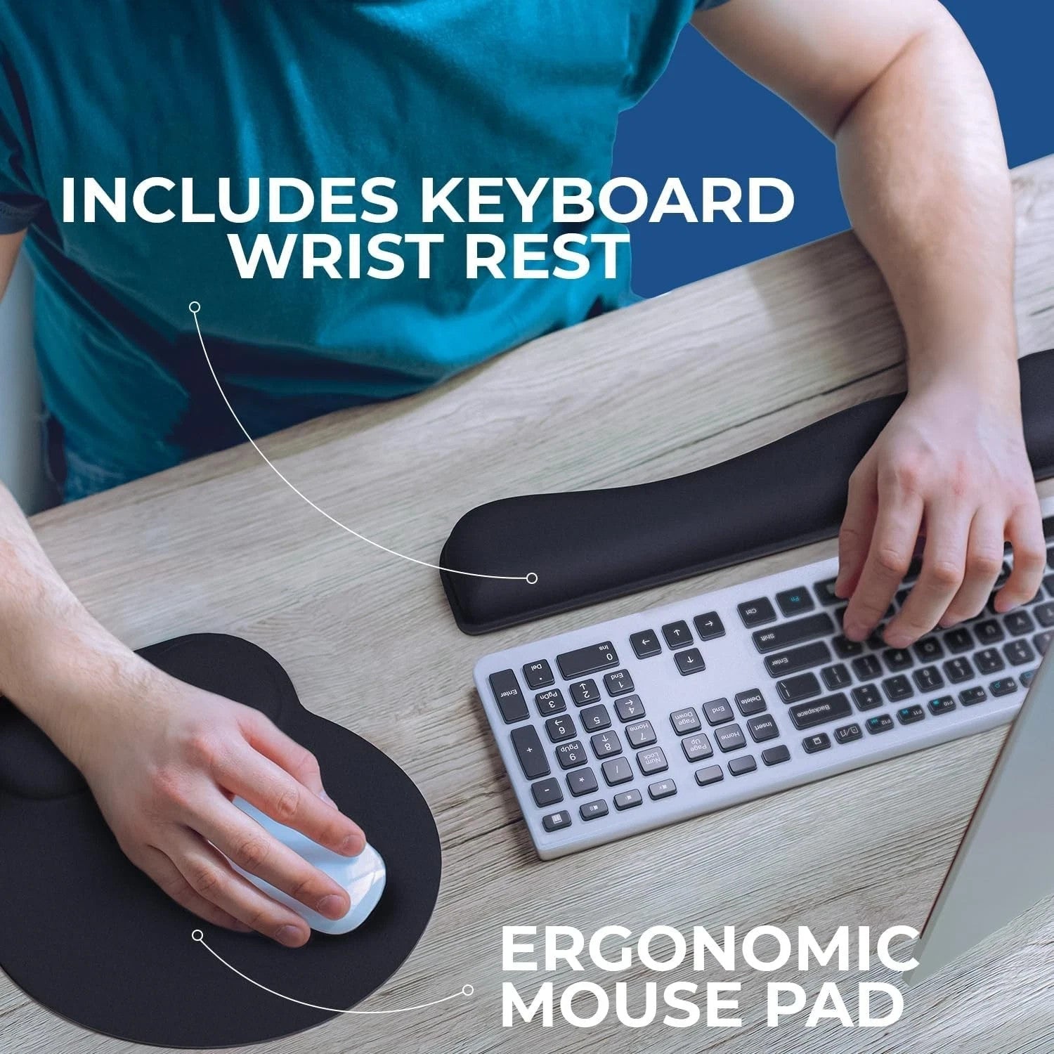 Ergonomic Mouse Pad with Memory Foam Wrist Rest Support Everlasting Comfort