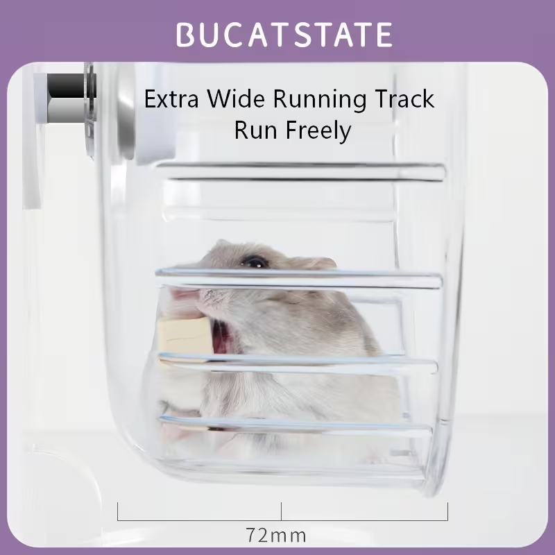 Quiet Jumbo Hamster Running Wheel - Classic Transparent, Easy Mounting - 15cm