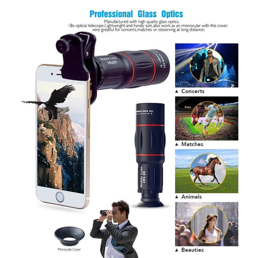 APEXEL 18X Telescope Camera Lens Zoom Telephoto Mobile Phone Lens Kit + Tripod