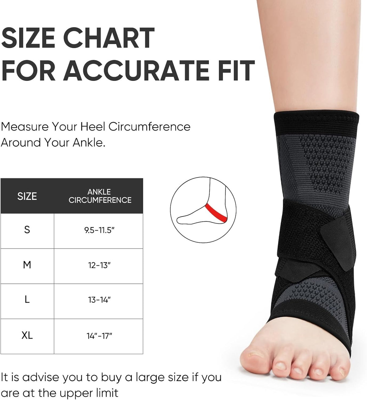 Avidda Ankle Support Brace Size S (1 Pack) - Adjustable Compression Sleeve for P