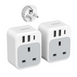 TESSAN UK to European Plug Adapter 2 Pack, USB C Travel Adapter UK to Europe wit