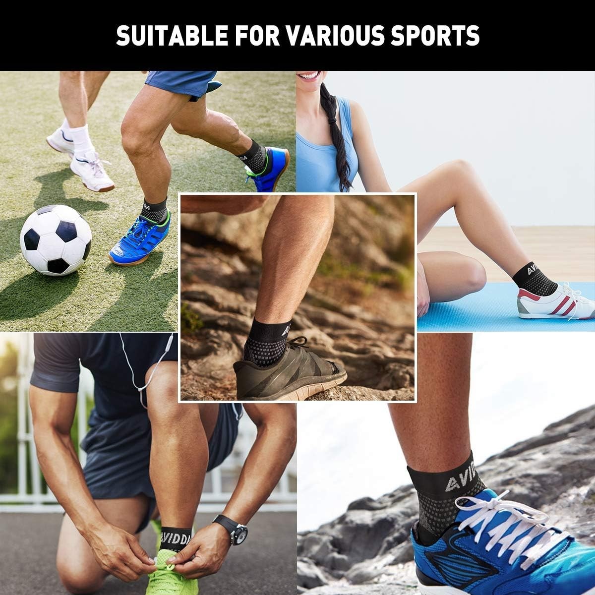 AVIDDA 2 Pack Ankle Support Brace for Men and Women, Compression Sleeve Socks XL