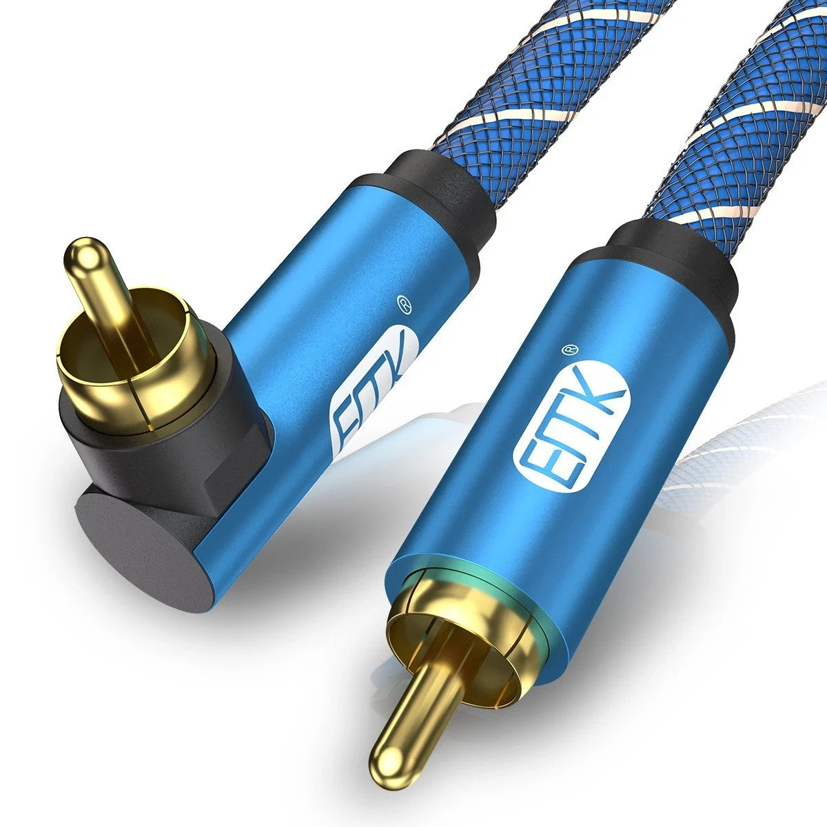 EMK Right Angle Subwoofer Cable 90 Degree RCA Cable Coaxial Audio Cable for TV