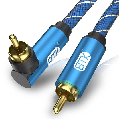 EMK Right Angle Subwoofer Cable 90 Degree RCA Cable Coaxial Audio Cable for TV