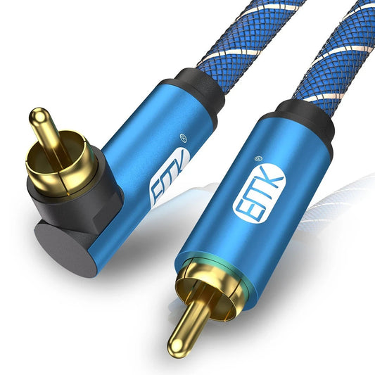 EMK Right Angle Subwoofer Cable 90 Degree RCA Cable Coaxial Audio Cable for TV