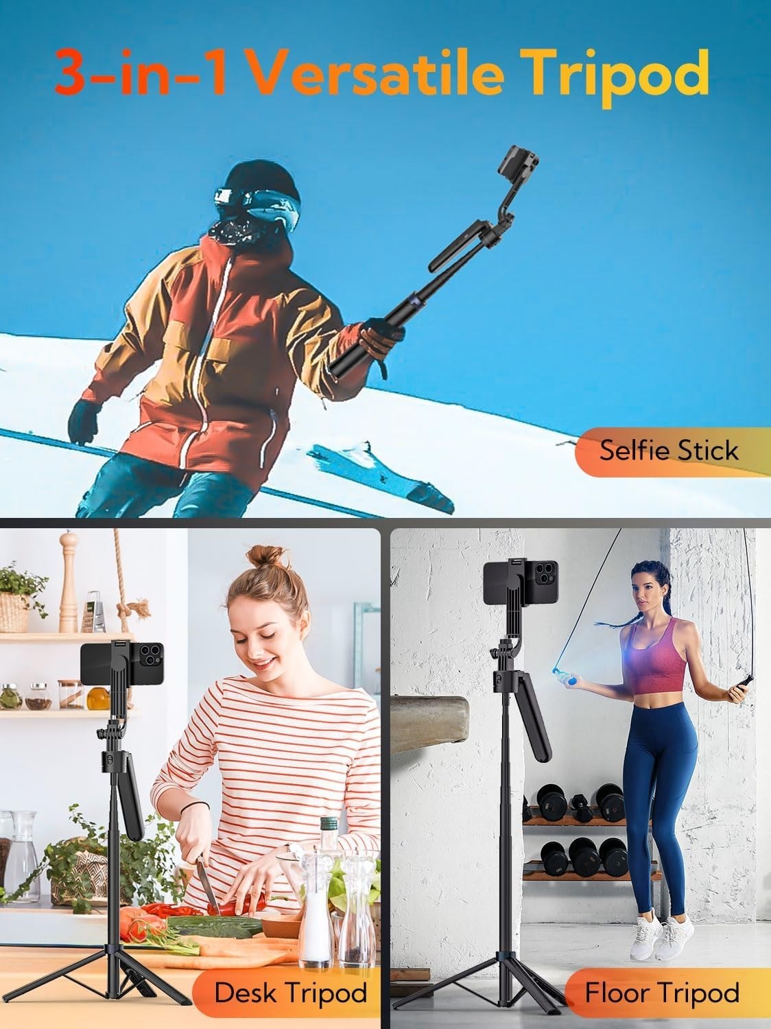 70" Phone Selfie Stick Tripod with Remote AI Auto Face Tracking 360° Rotation UK
