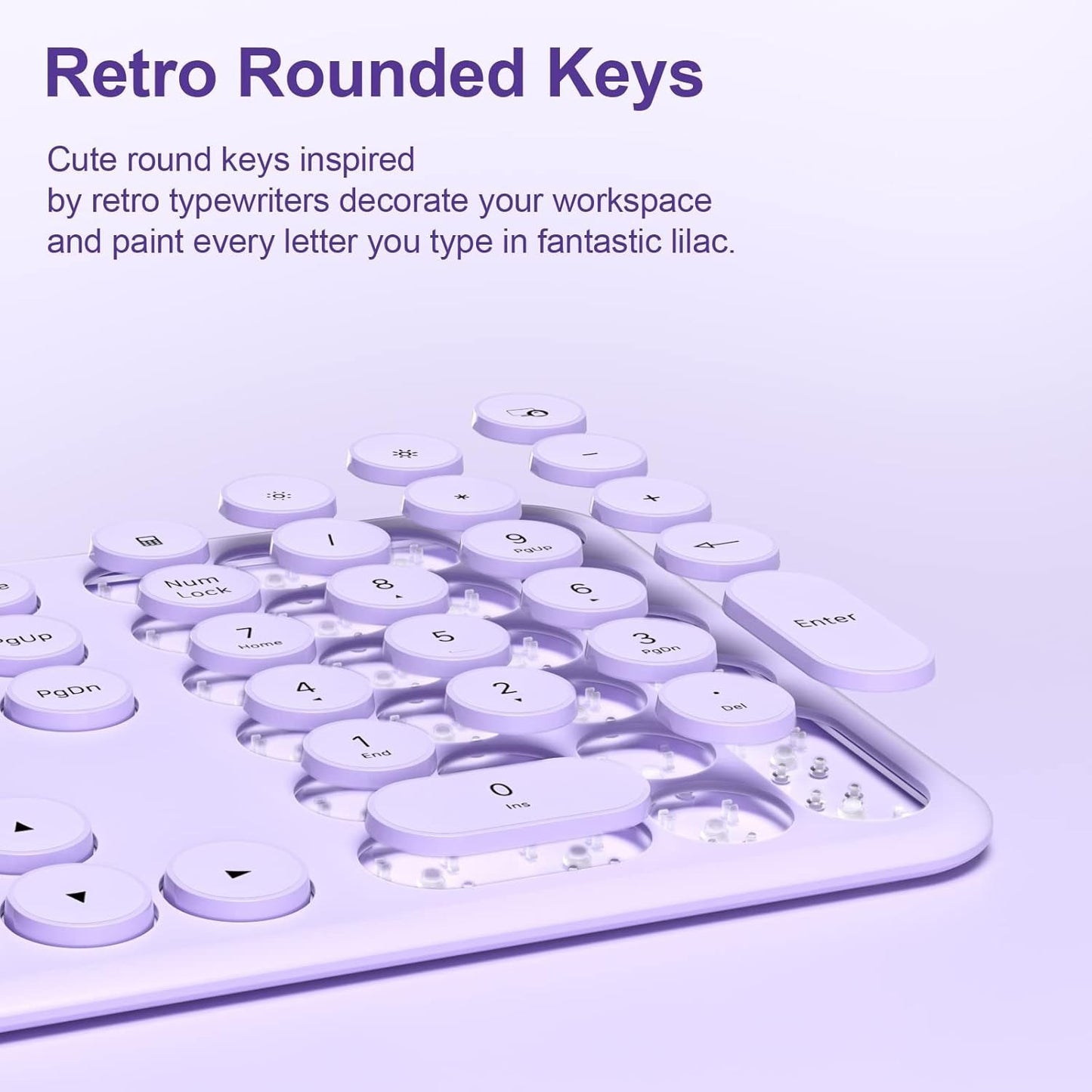 XTREMTEC Wireless Keyboard and Mouse set,Compact Size Cute Keyboard Retro Round