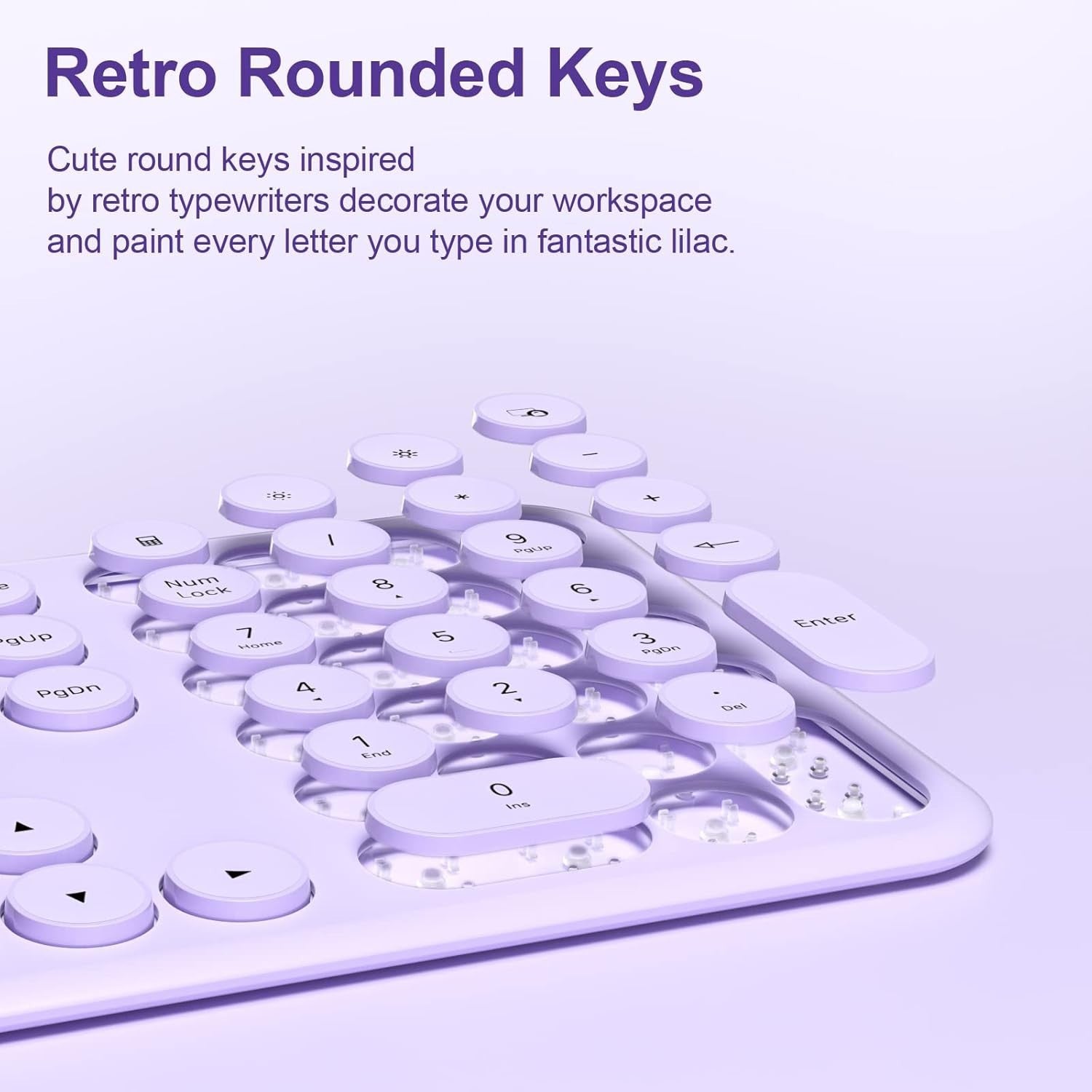 XTREMTEC Wireless Keyboard and Mouse set,Compact Size Cute Keyboard Retro Round