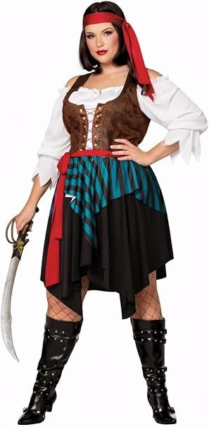Womens Pirate Fancy Dress Costumes Caribbean Shipwreck Wench Outfit Ladies Seas