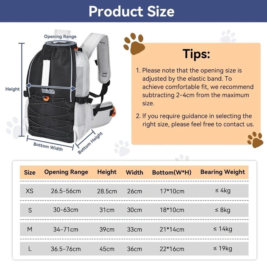 Pawaboo Dog Backpack Carrier - Size Medium