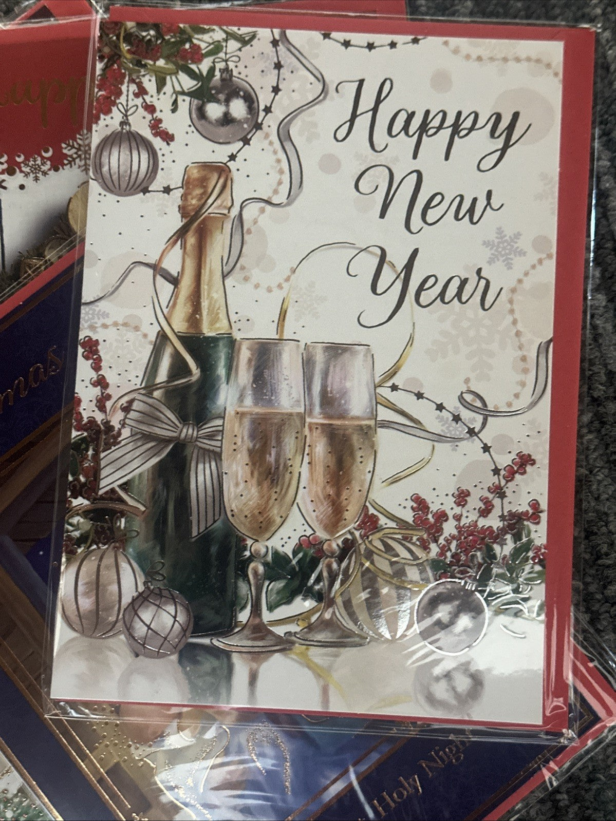 Pack 10 Christmas Cards Traditional Modern Classic Festive & 2 New Years Cards