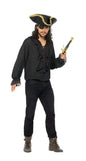 Mens Black Frilled Pirate Gothic Vampire Shirt  M Medium Halloween