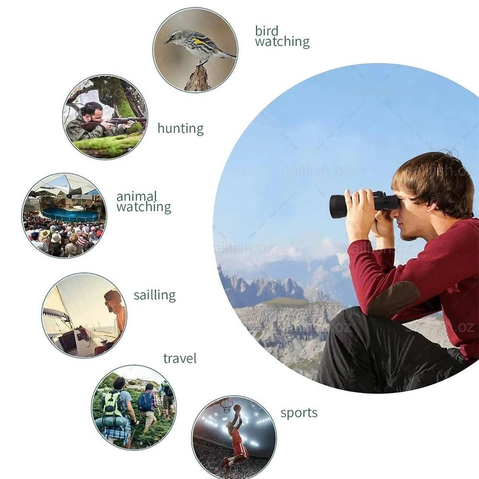 50000M German Military 20X50 Zoom HD BAK4-Prism Powerful Binoculars Long Range