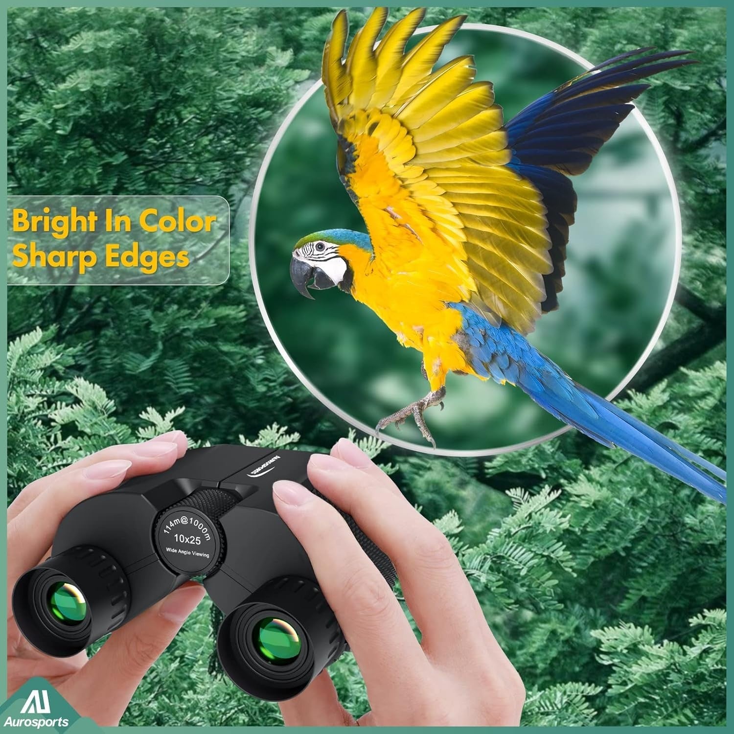 Aurosports 10X25 Binoculars for Adults Kids, Compact Binoculars with Weak Light