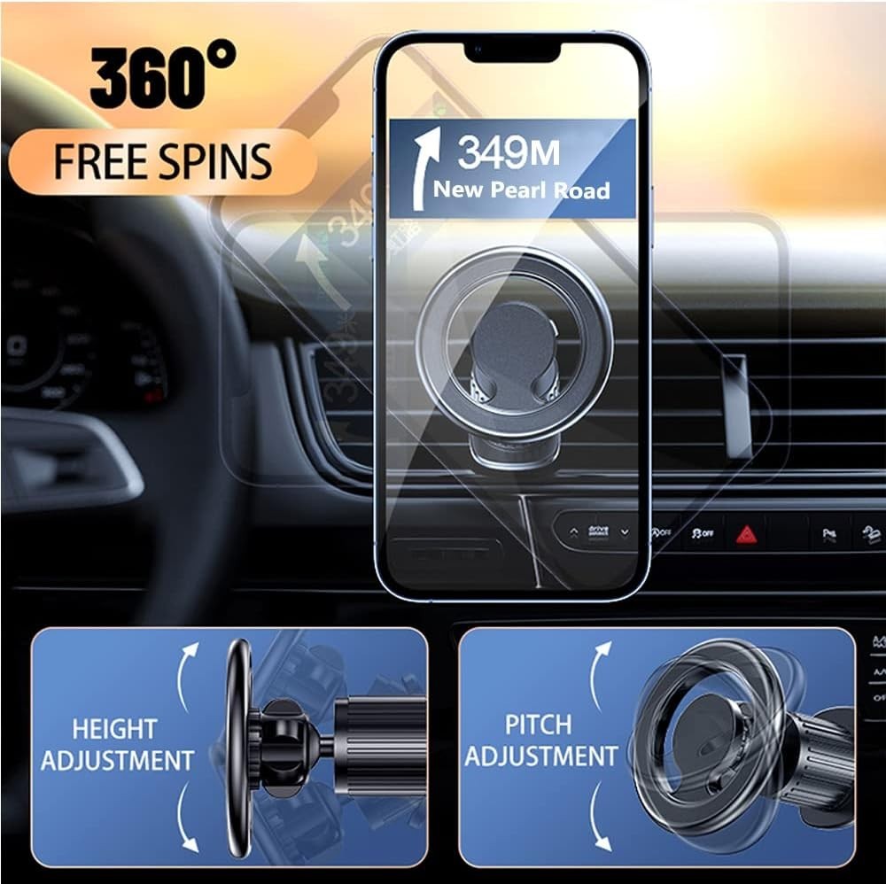 Magnetic Car Phone Holder for iPhone MagSafe & Samsung Devices Air Vent