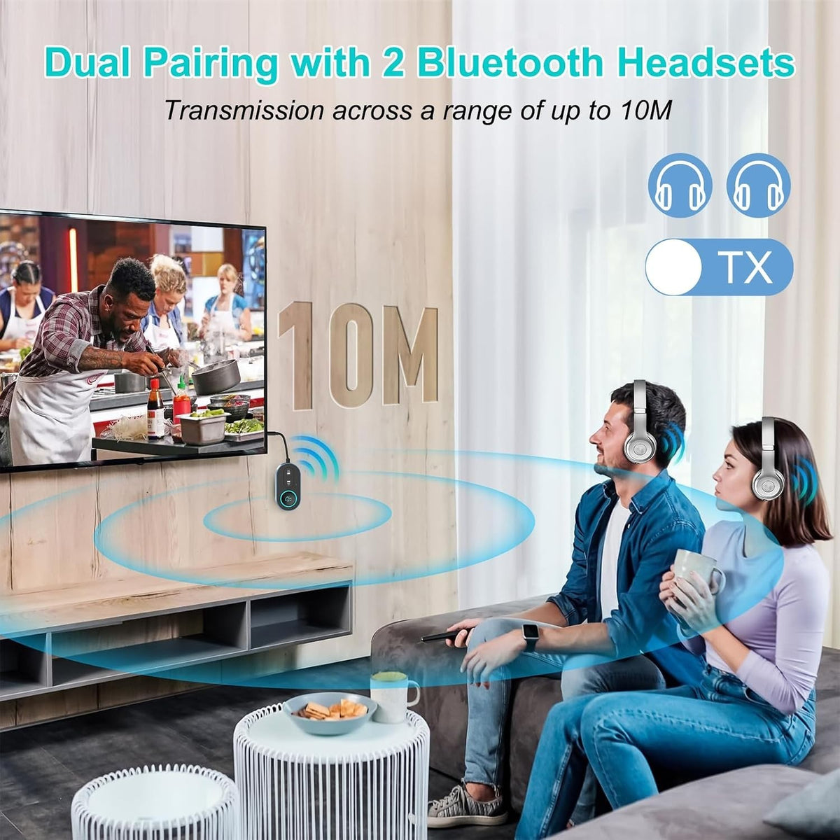 Bluetooth 5.3 Transmitter Receiver, Dual Pairing Wireless Car/Airplane Bluetooth