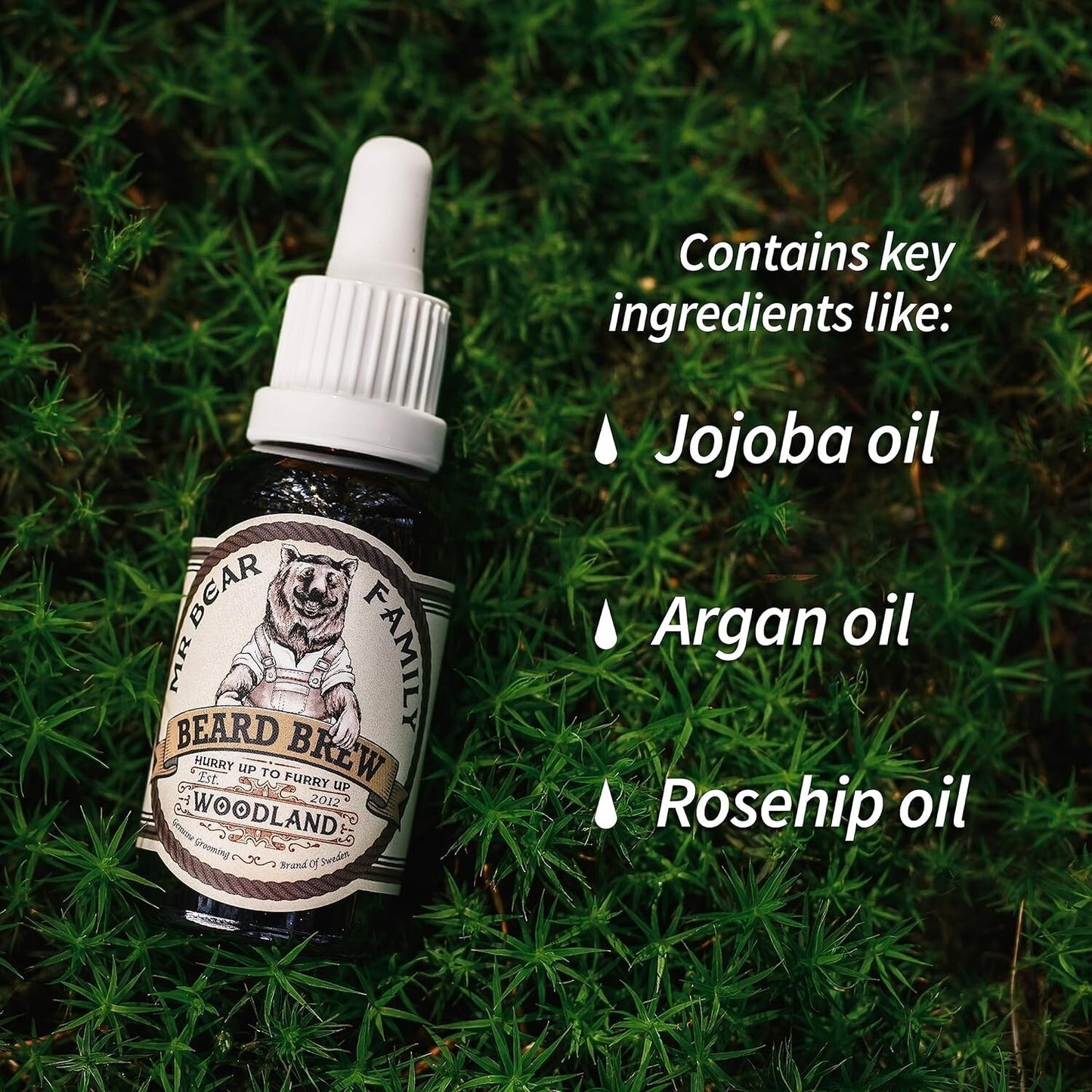 Mr Bear Beard Brew Oil Woodland Hair conditioner Natural Oil 50ml Grooming