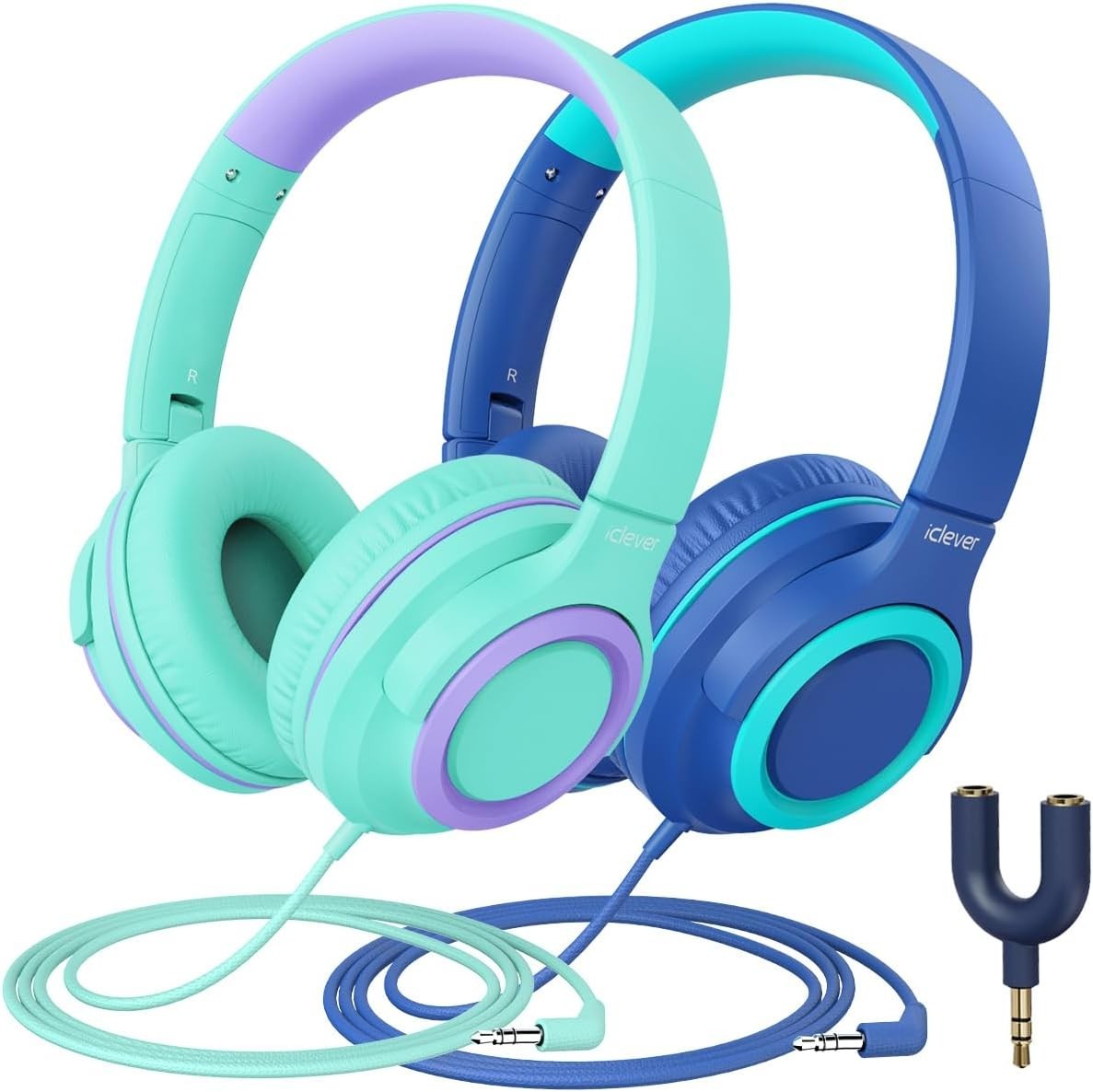 Iclever HS22 Kids Headphones Wireless, 60H Play Time, Dba Safe Volume - 2 Pack