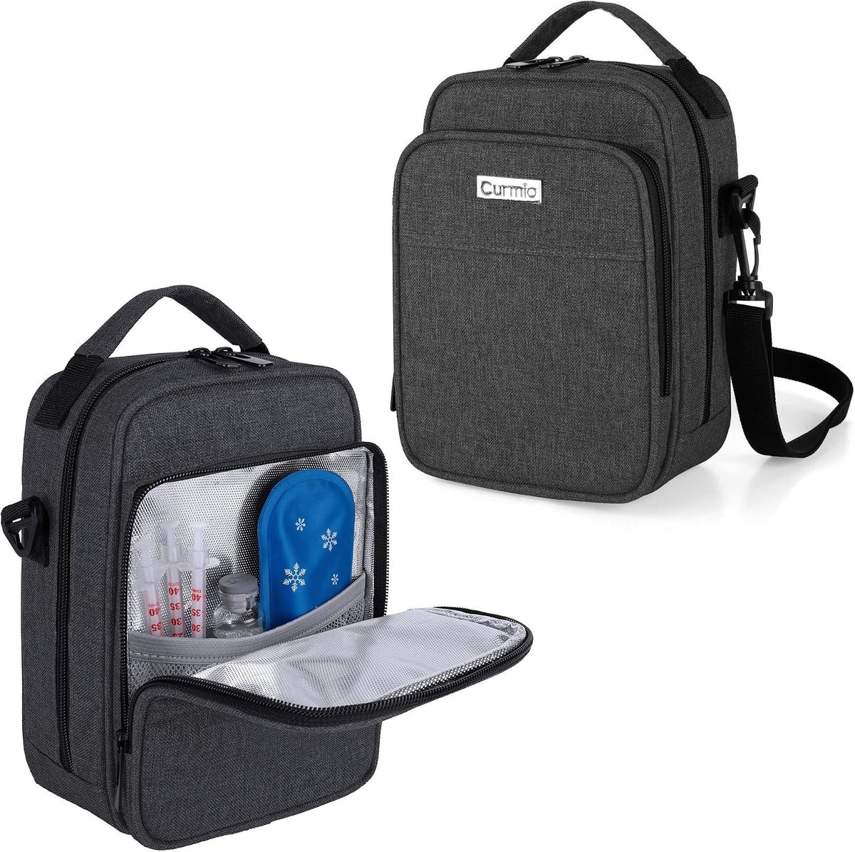 CURMIO Insulin Cooler Travel Case, Diabetes Supplies Bag, with Shoulder Strap