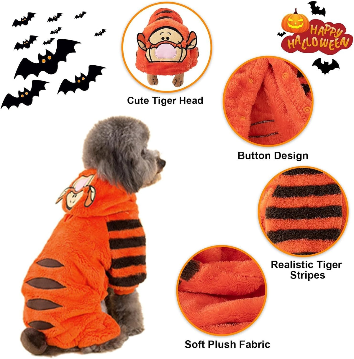 Tiger Dog Halloween Costume - Cute & Funny Cosplay Jumpsuit Hull City Tigers