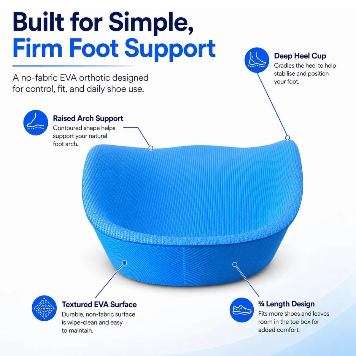 Slimflex Simple 3/4 Length Orthotic Insoles | Medium Density | Heel Arch Support