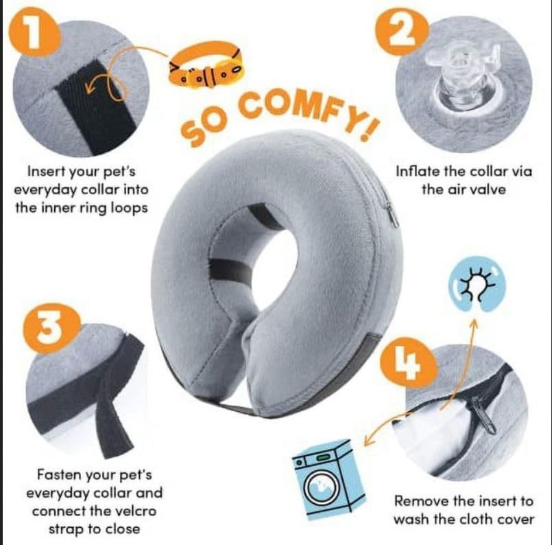 Pet Dog Cat Inflatable Collar Anti Scratch Head Neck Protection Recovery
