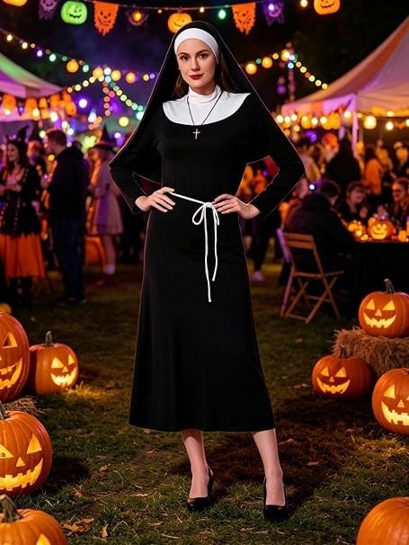 LADIES NUN COSTUME HEN NIGHT RELIGIOUS FANCY DRESS PARTY ADULT SISTER MOTHER