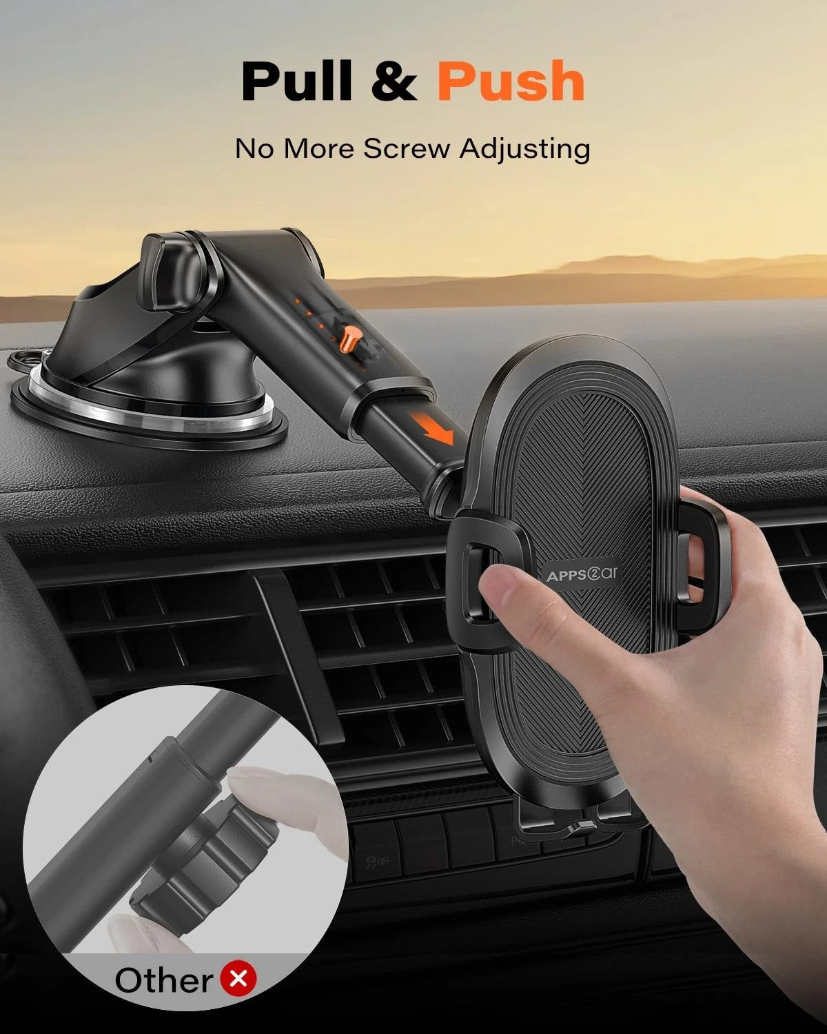APPS2Car Car Phone Holder Dashboard Windscreen Sturdy Suction Cup Mount 360°