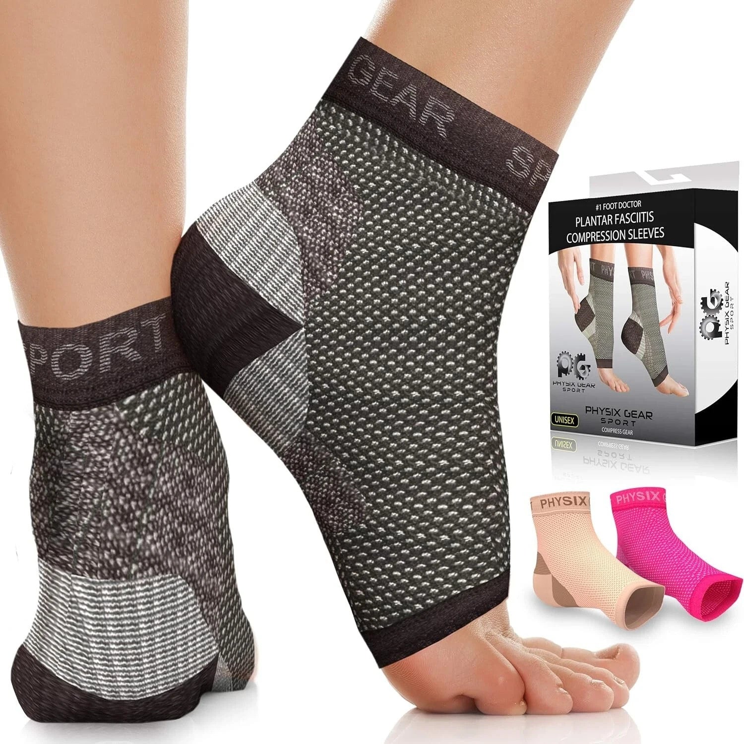 Plantar Fasciitis Compression Socks BY Physix Gear Sport , 1 prs size XXL