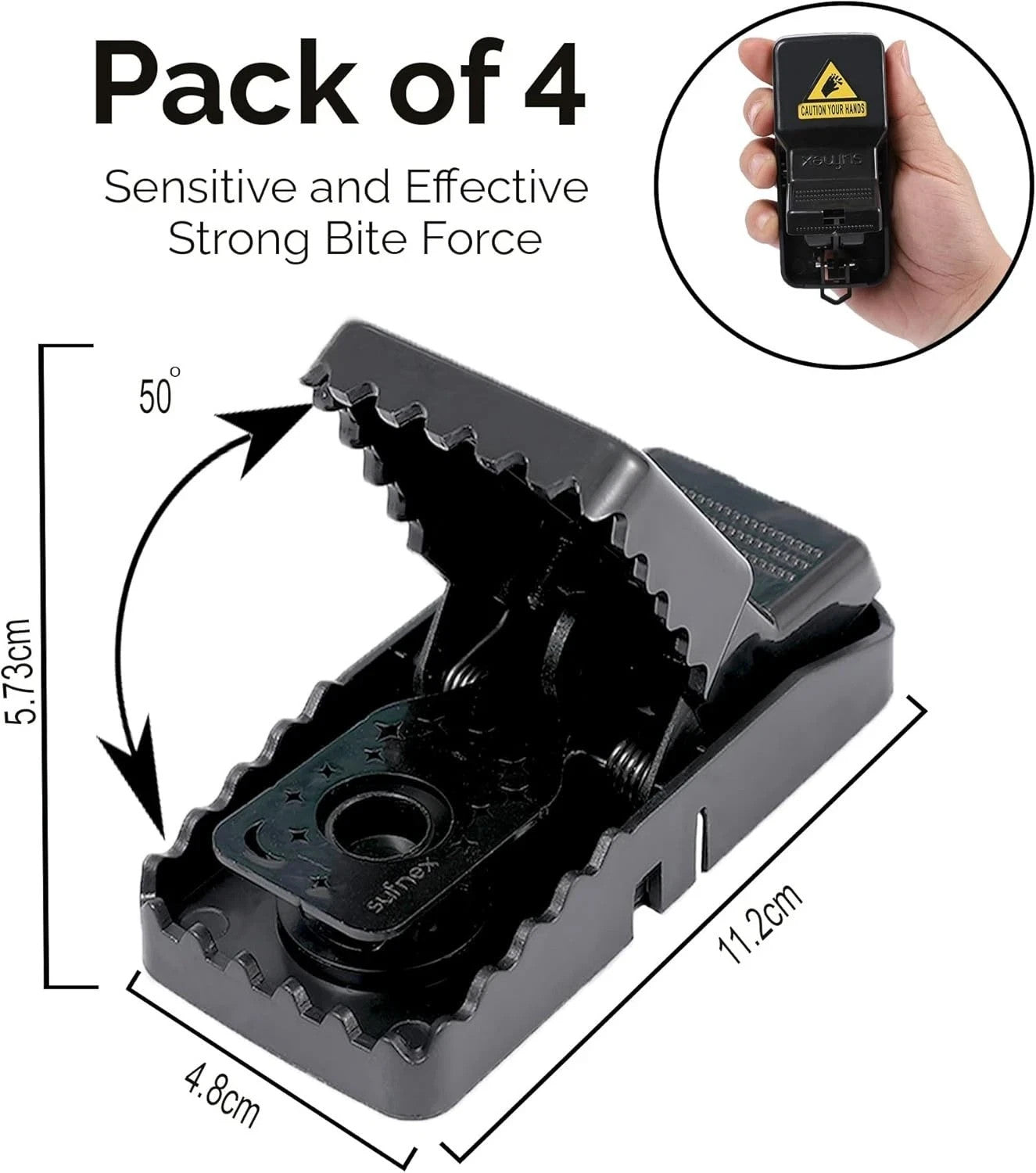 4 x METAL RAT TRAP PEST CONTROL RODENT INDOOR OUTDOOR CATCHER MOUSE LARGE