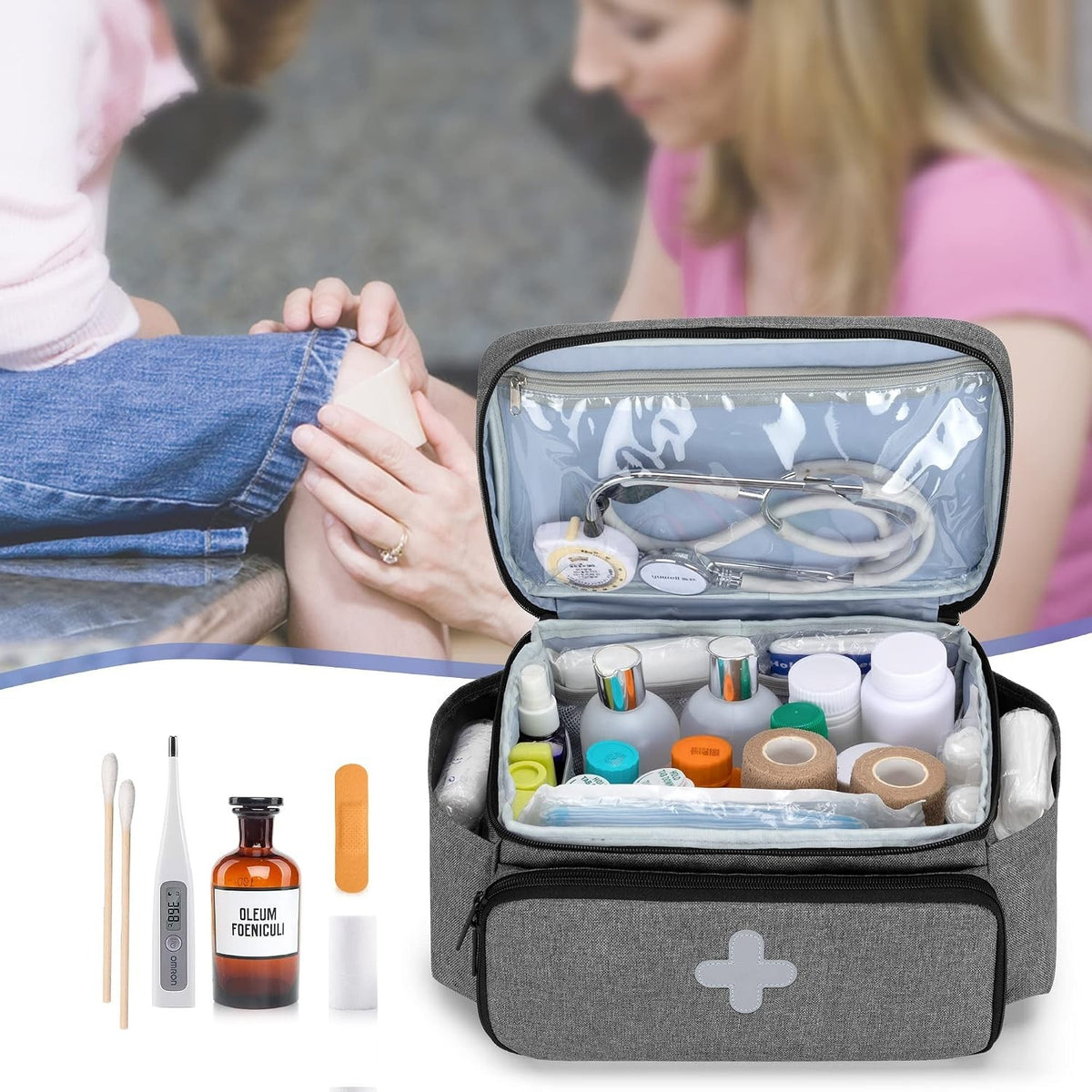 Curmio Medical First-aid Medical Emergency Travel Home Work 1st Aid Bag Kit Box