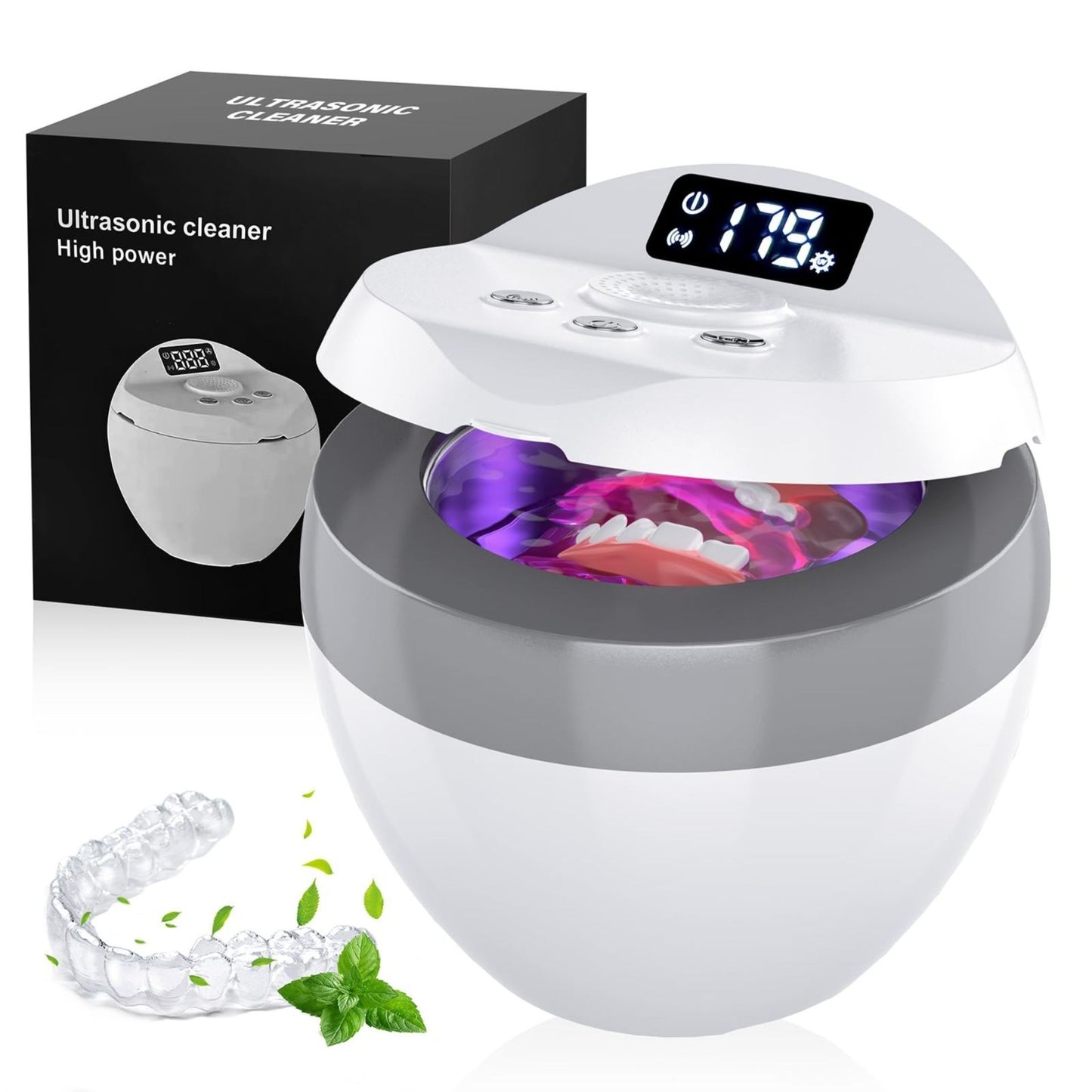 Ultrasonic Retainer Cleaner Invisalign UV-Dental Pod Denture Aligner Mouth Guard