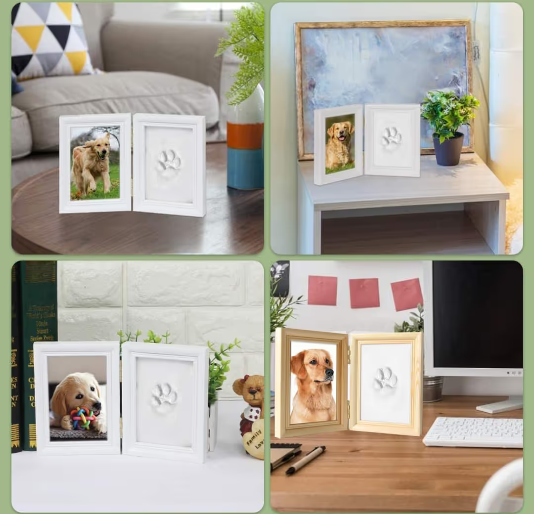 DIY Pet Memorial Paw Print Kit with Wooden Frame - Easy & Heartfelt Keepsake