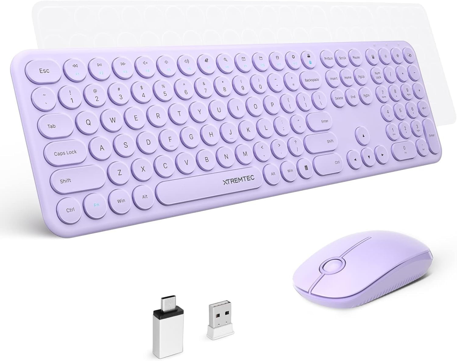 XTREMTEC Wireless Keyboard and Mouse set,Compact Size Cute Keyboard Retro Round