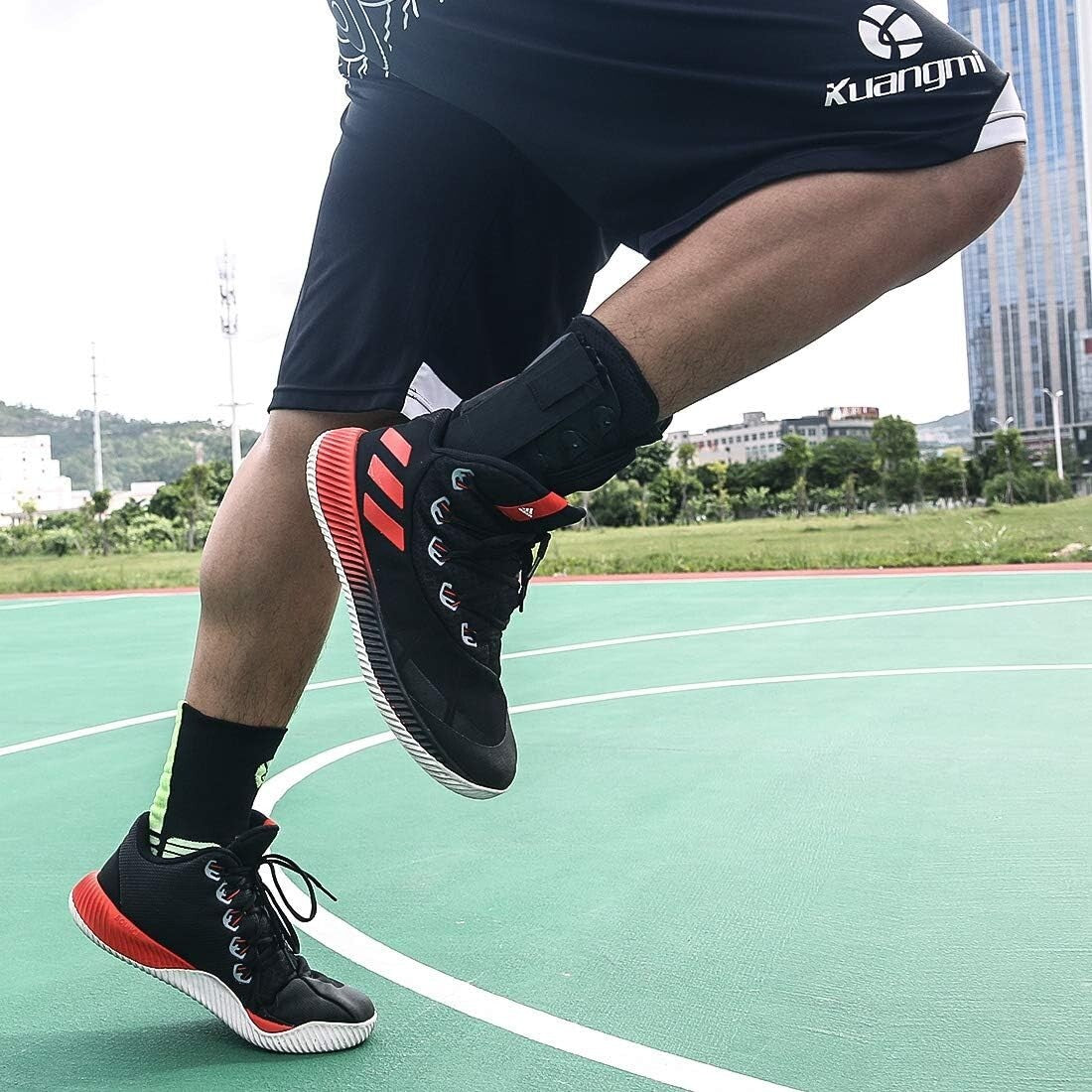 Kuangmi Ankle Support Lace Up With Side Stabilizers Brace Fixing Protection 1PC