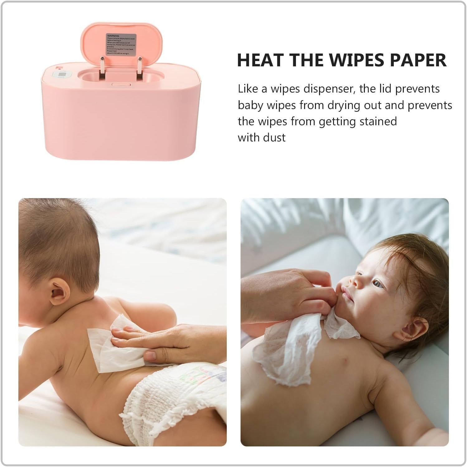 Baby Wipe Warmer Heater with LED Display Wet Towel Dispenser Portable USB Charge