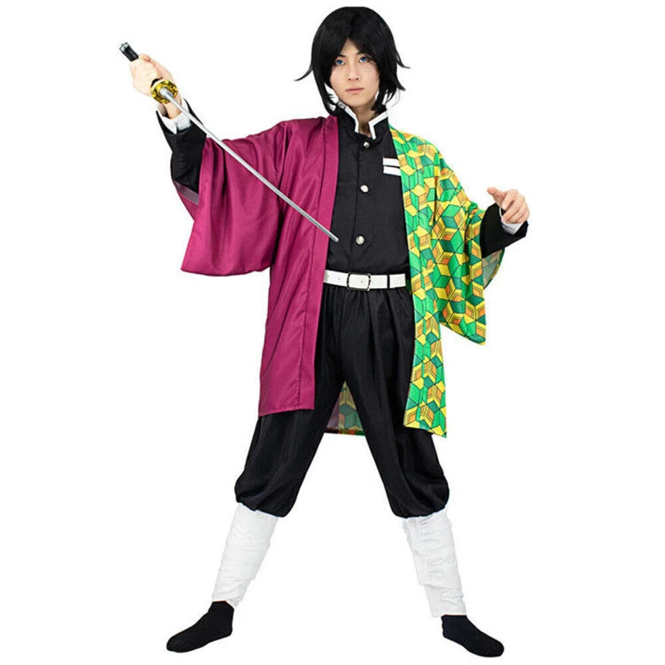 Demon Slayer Tomioka Giyuu Cosplay Costume Kimetsu no Yaiba Kimono Size XL