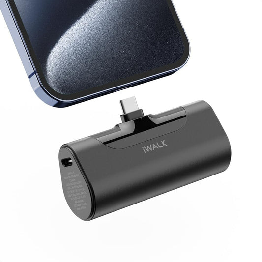 iWALK USB C Power Bank, 4500mAh Portable Charger Battery Pack Black - iPhone 16