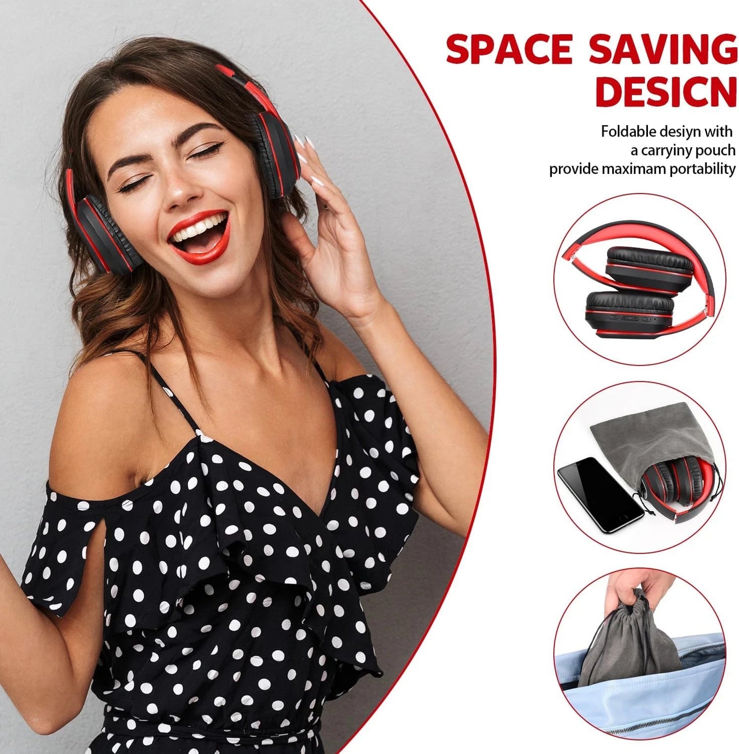 Worwoder Wireless Headphones over Ear, 80 Hours Playtime Bluetooth Headphones, H