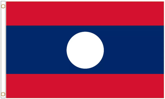 Laos Polyester Flag - 5'x3' (150cm x 90cm)