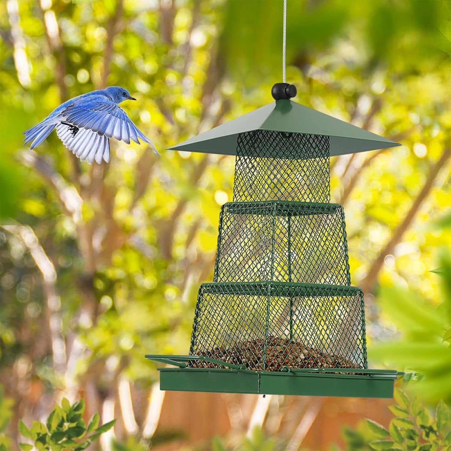 Squirrel Proof Hanging Bird Seed Feeder Heavy Duty Garden Wild Birds