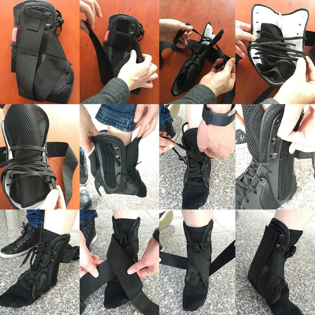 Kuangmi Ankle Support Lace Up With Side Stabilizers Brace Fixing Protection 1PC