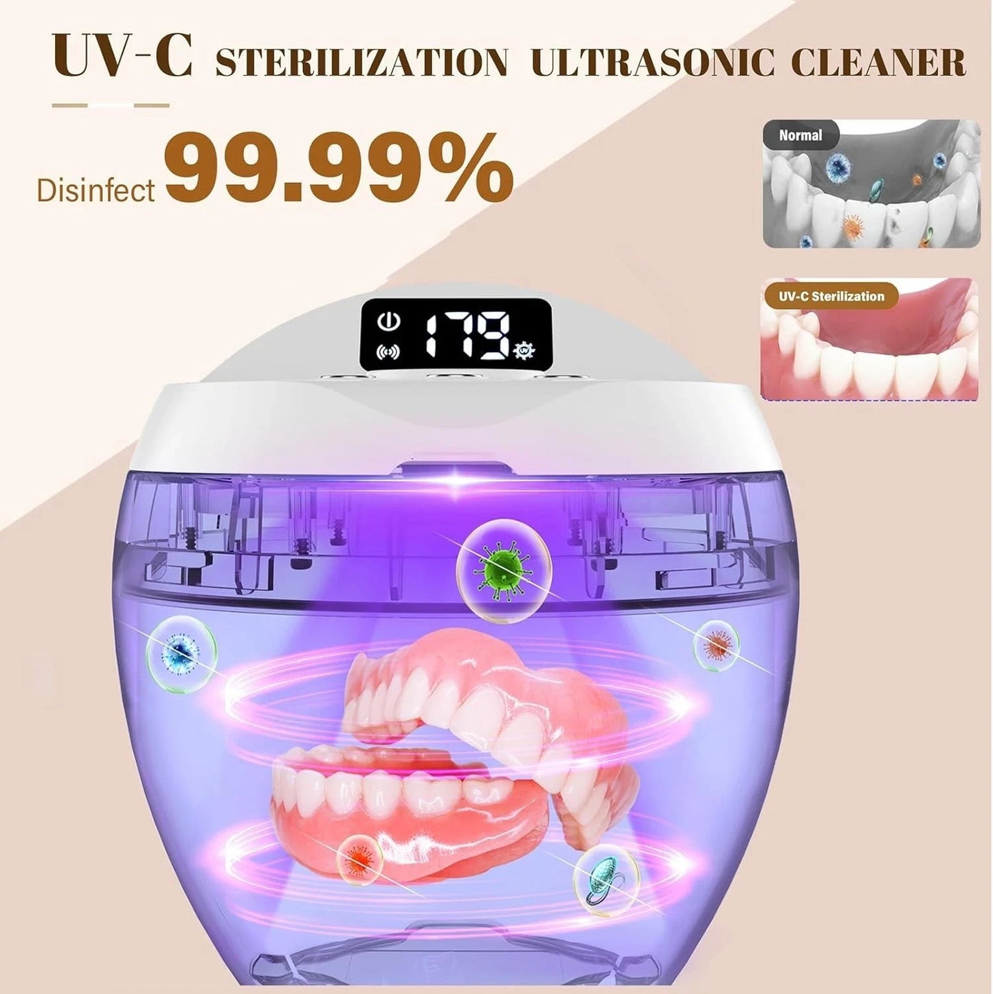 Ultrasonic Retainer Cleaner Invisalign UV-Dental Pod Denture Aligner Mouth Guard