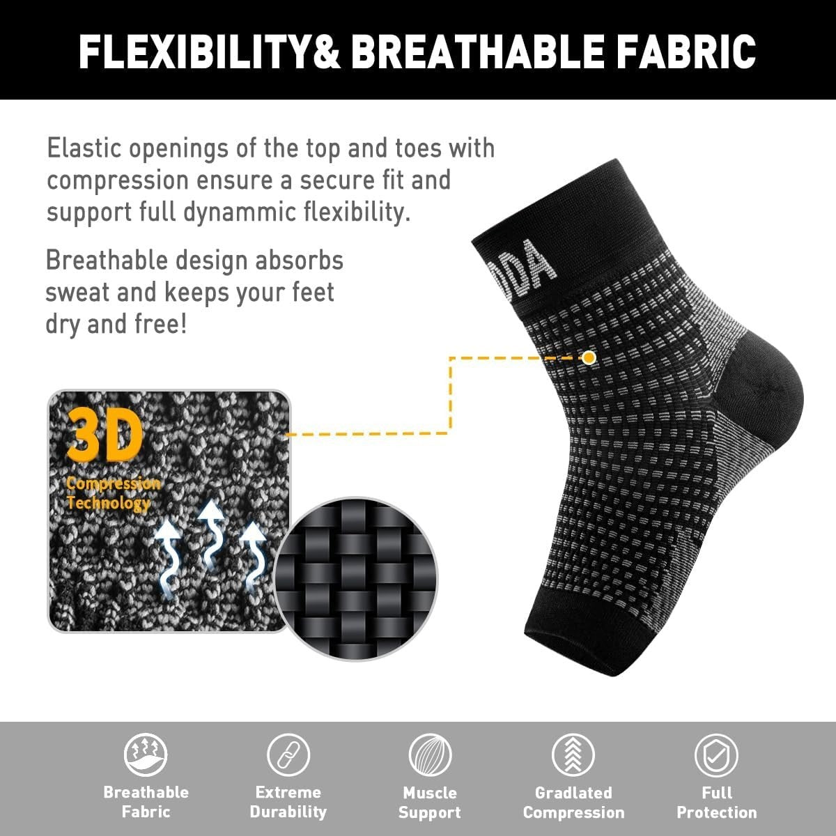 AVIDDA 2 Pack Ankle Support Brace for Men and Women, Compression Sleeve Socks XL