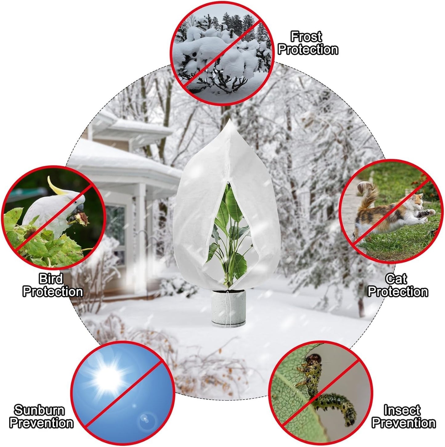 8 x Plant Frost Protection Covers Warming Jacket Bag Fleece Washable 80 x 100 cm