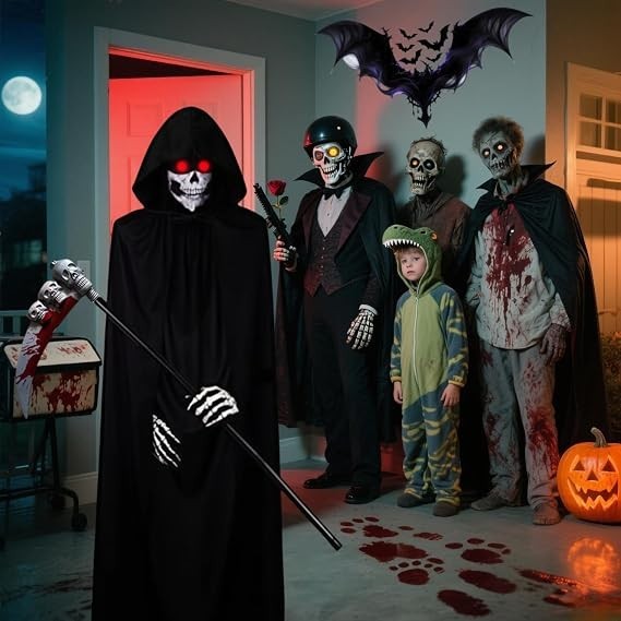 Adult Mens Grim Reaper Costume Halloween Fancy Dress Outfit Horror Party Event