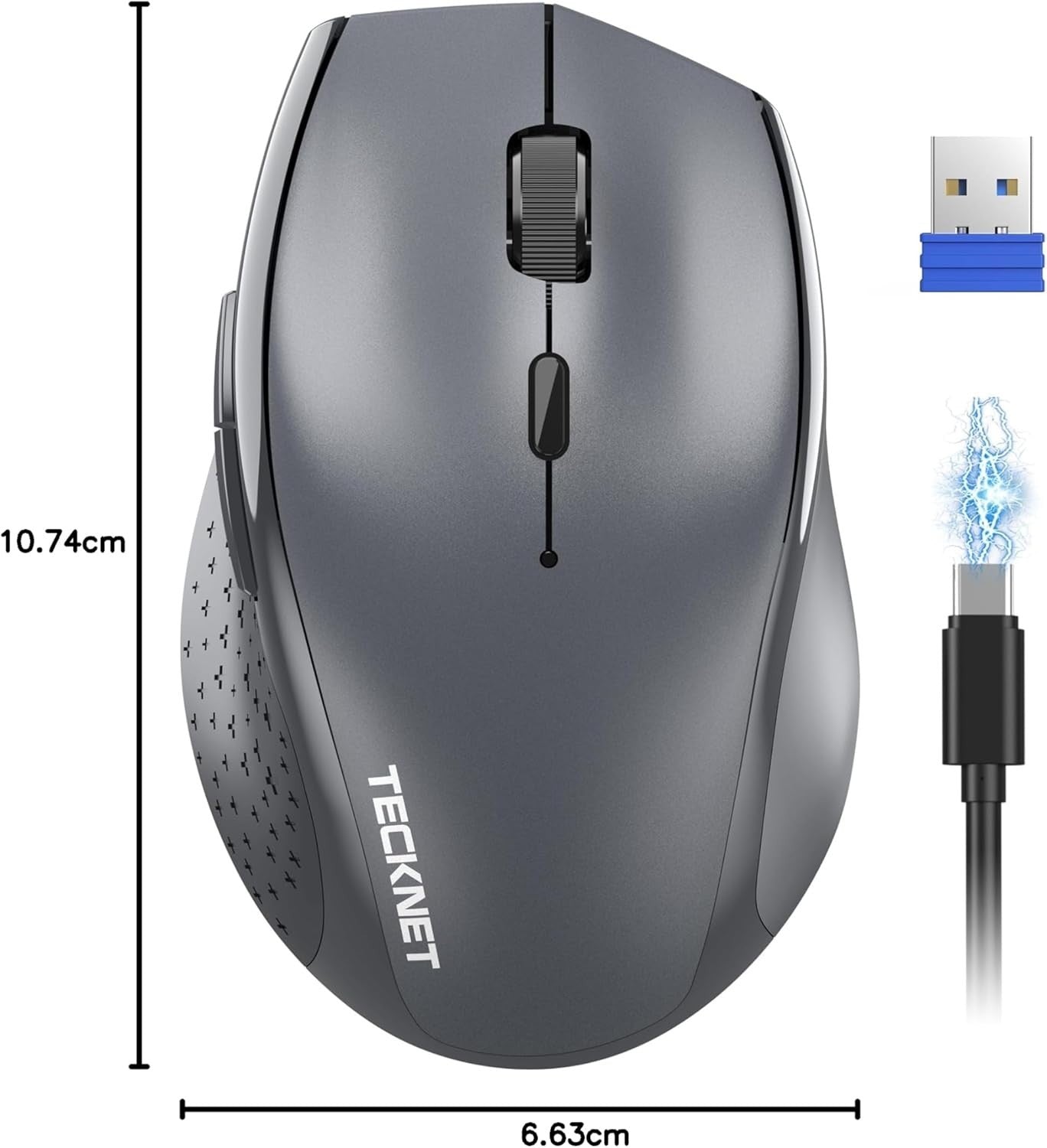 TECKNET Wireless Mouse, 2.4G USB Computer Mouse with 6-Level Adjustable 4800 DPI