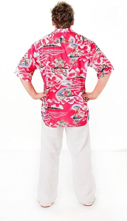 Mens Novelty Button Shirt Fun 3D Printed Short Sleeve T-Shirt Hawaiian Beach Top