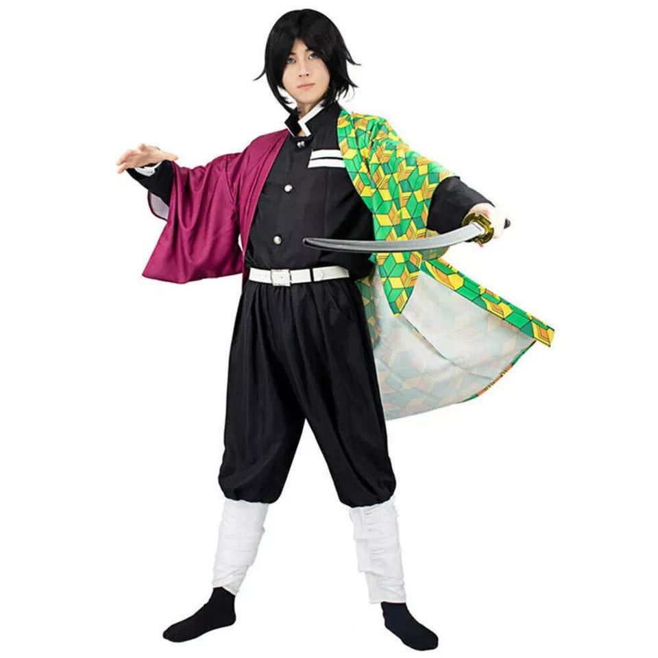 Demon Slayer Tomioka Giyuu Cosplay Costume Kimetsu no Yaiba Kimono Size XL