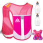 Multifunctional Running Backpack Hydration Vest - Pink With 2 Water Bottles
